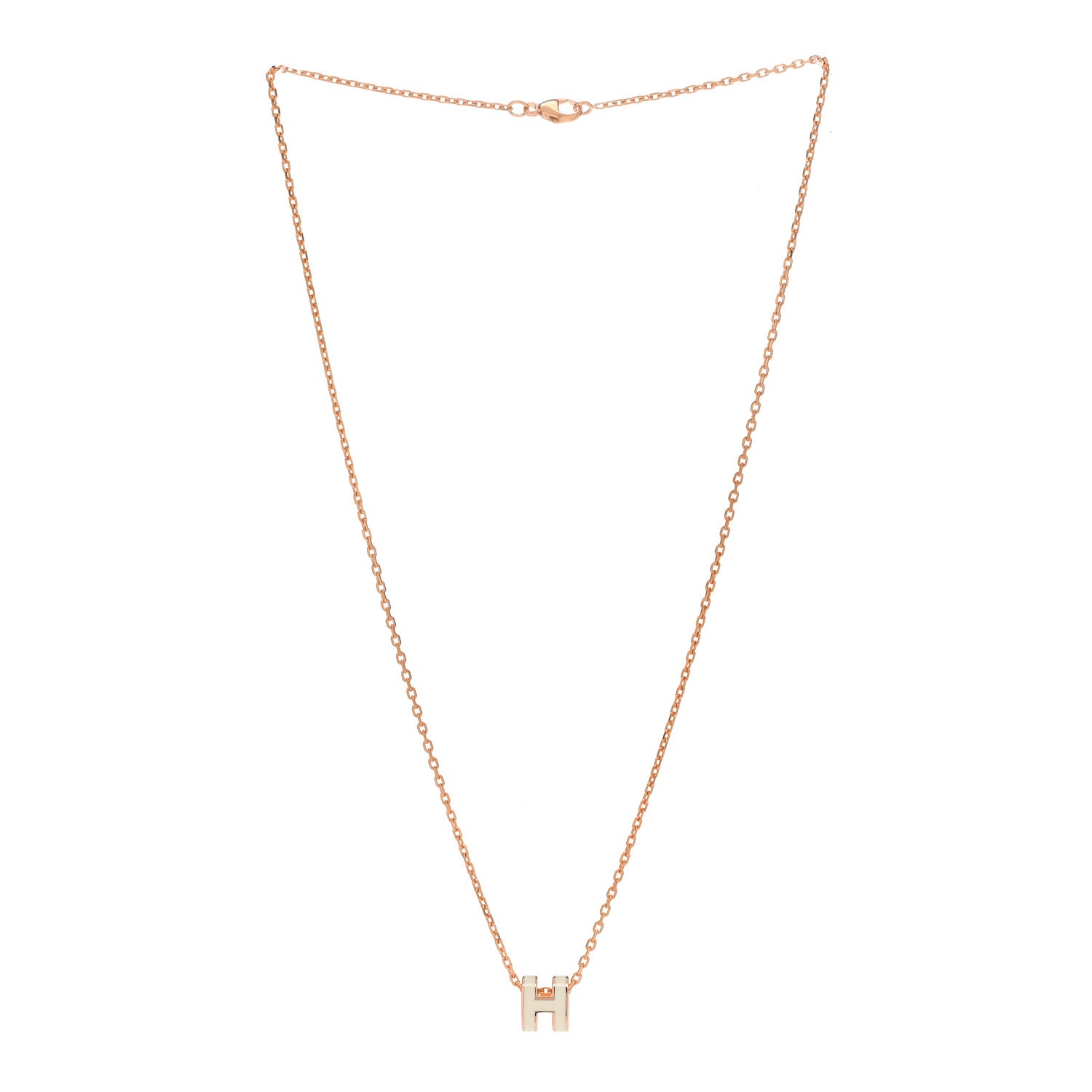 Hermes Lacquered Rose Gold Mini Pop H Pendant Necklace White 3 of 7
