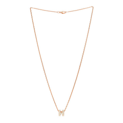 Hermes Lacquered Rose Gold Mini Pop H Pendant Necklace White 3 of 7