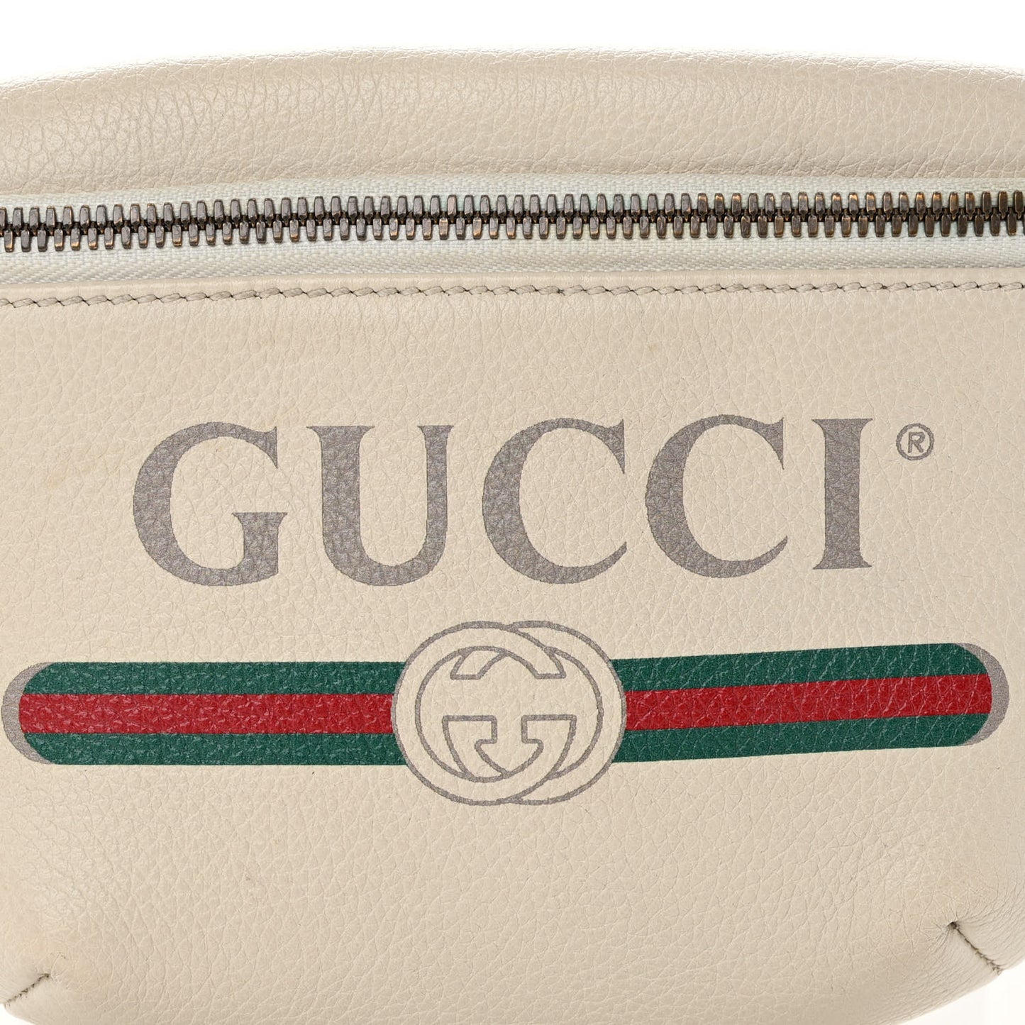 Grained Calfskin Small Logo Belt Bag White