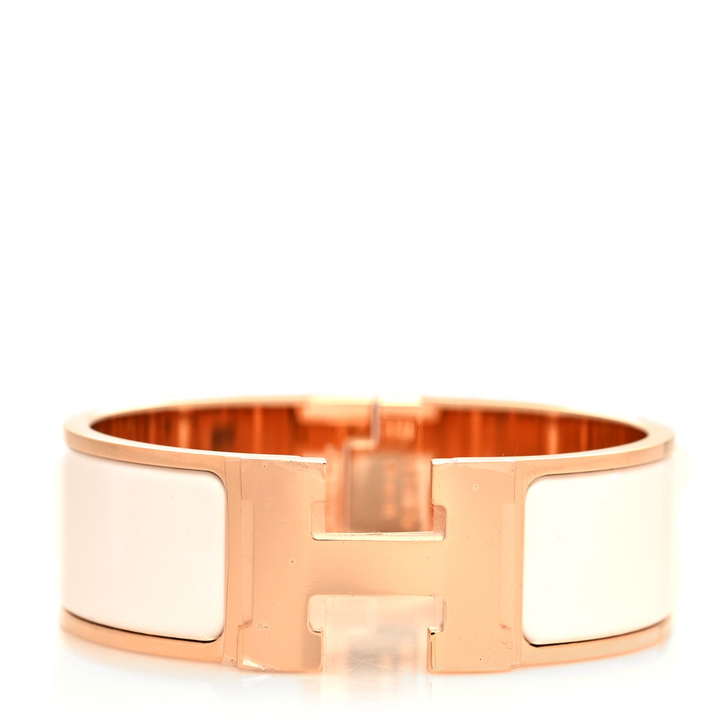 Enamel Wide Clic Clac H Bracelet PM White