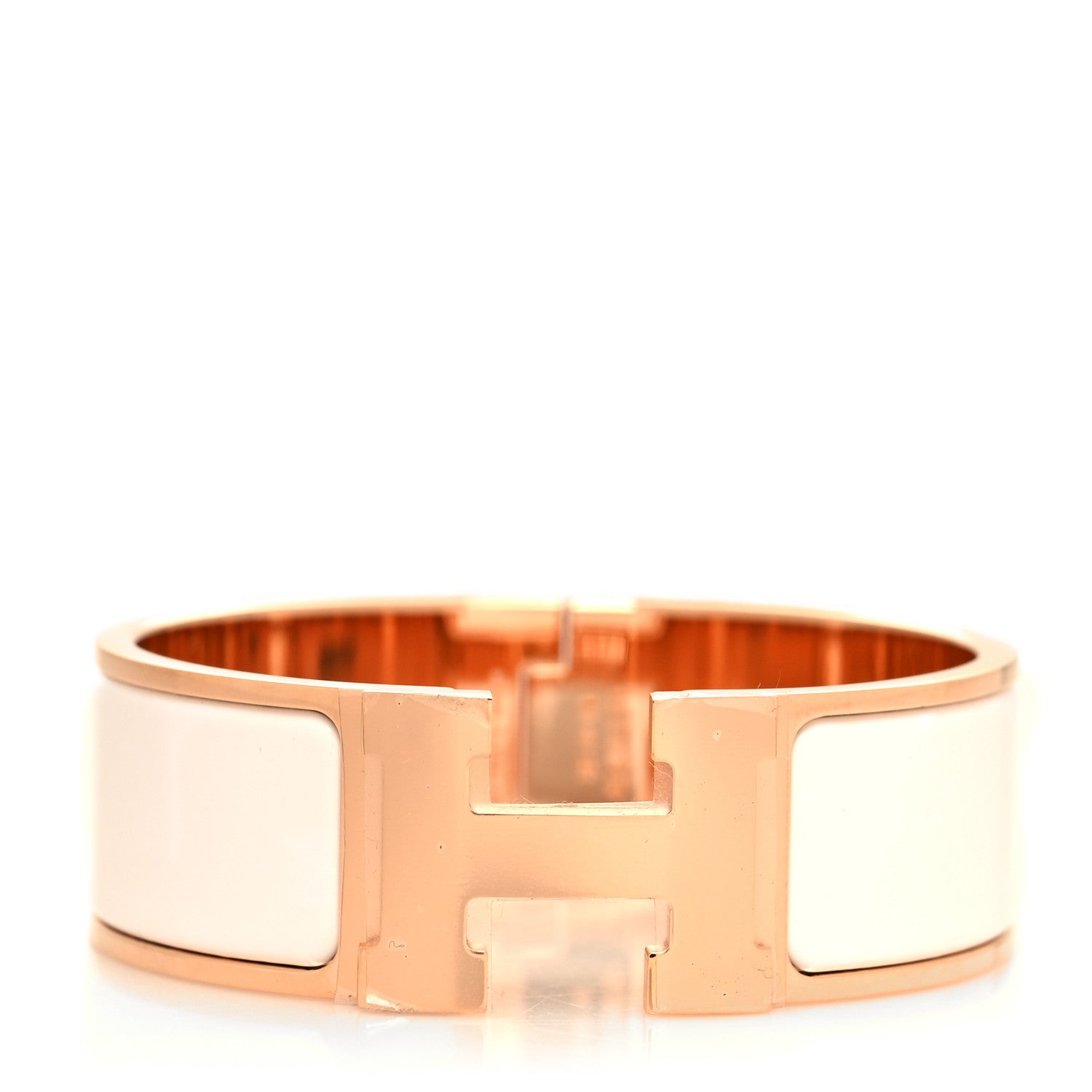 Hermes Enamel Wide Clic Clac H Bracelet PM White 1 of 5