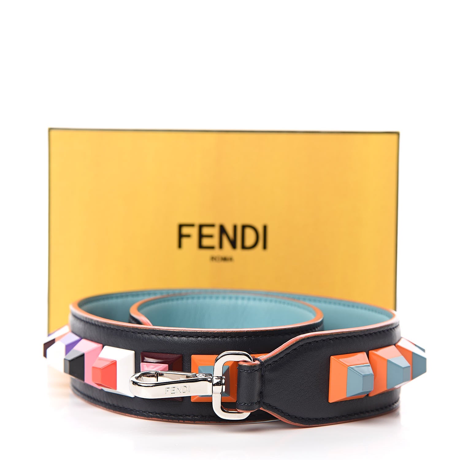 Fendi Calfskin Studded Strap You Navy Multicolor 5 of 5