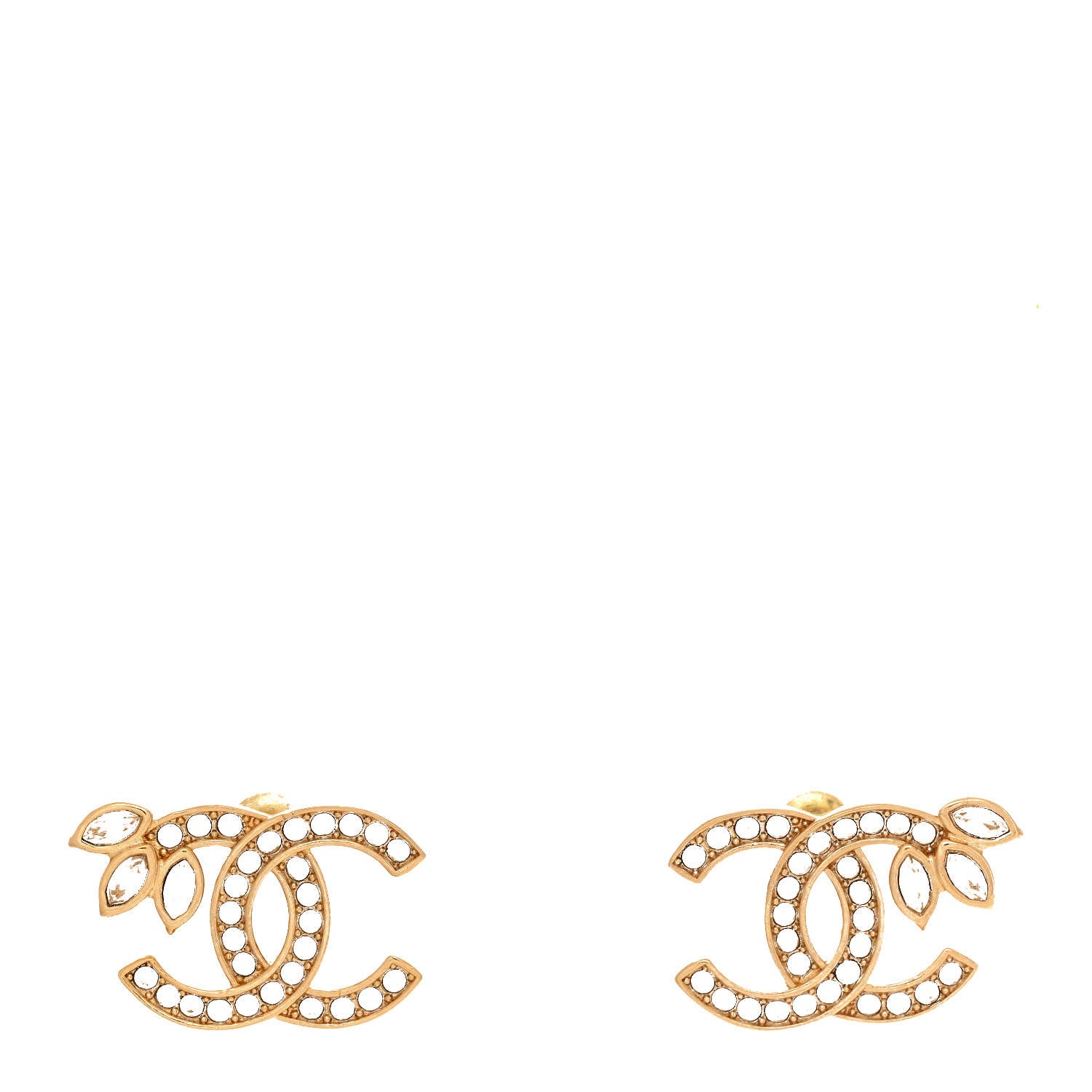 Chanel Crystal Wheat CC Earrings Gold 1 of 5