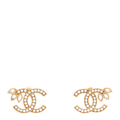 Chanel Crystal Wheat CC Earrings Gold 1 of 5