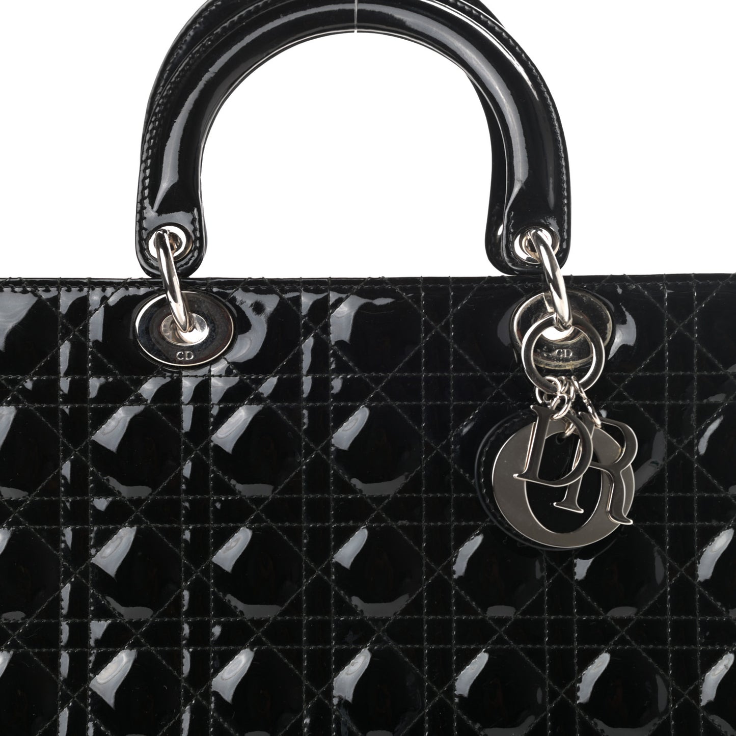 Patent Cannage Large Lady Dior Black