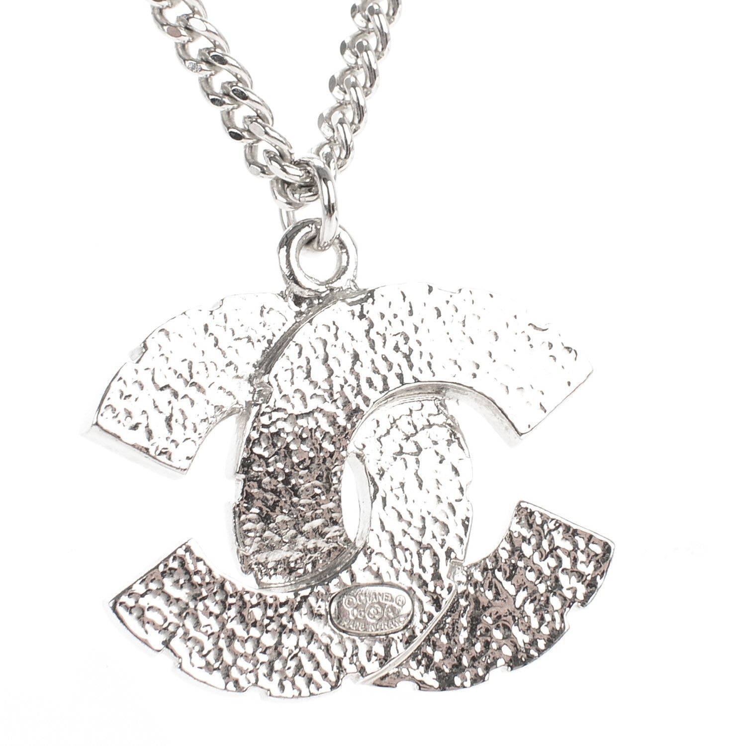 Chanel Baguette Crystal CC Necklace Silver 3 of 4