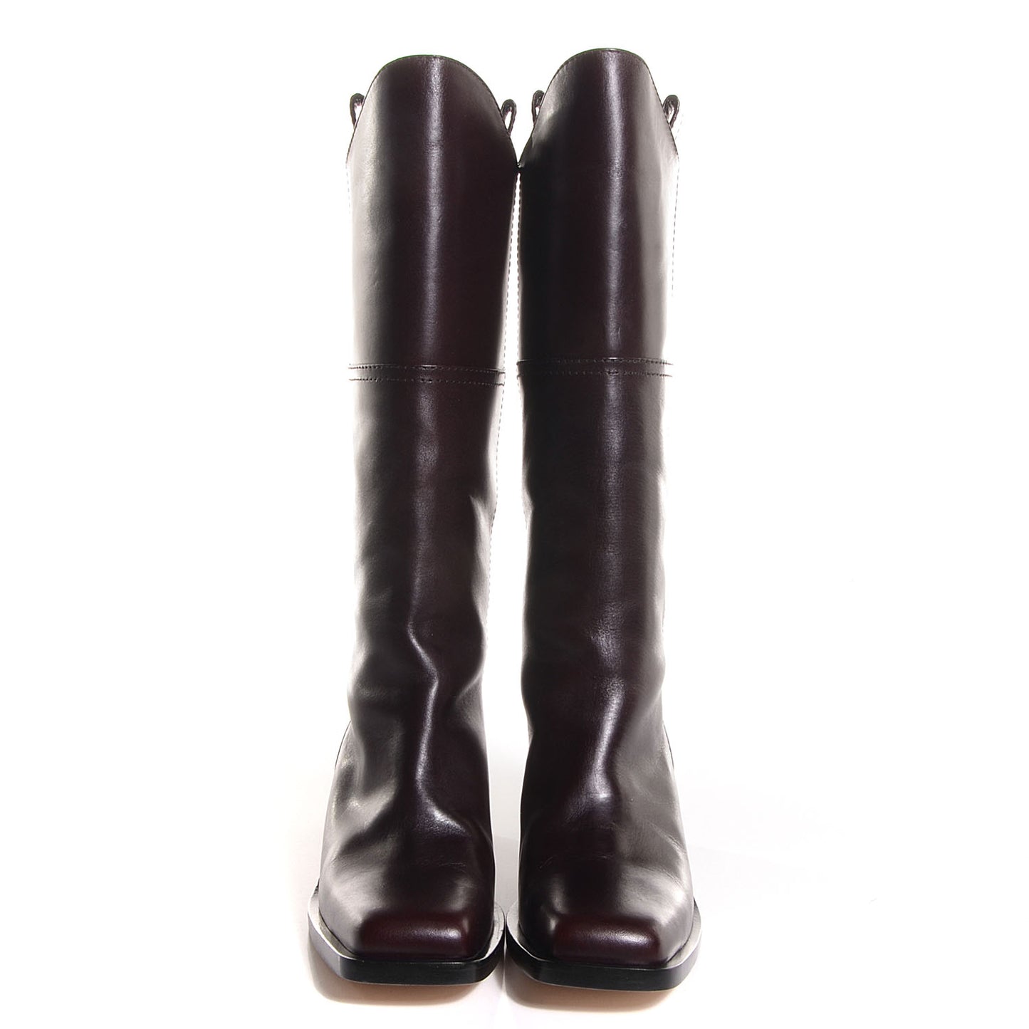 Calfskin CC Knee High Boots 39.5 Dark Brown