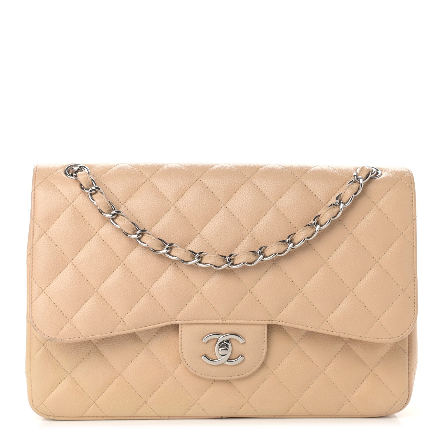 Chanel Caviar Quilted Jumbo Double Flap Light Beige 1 of 16