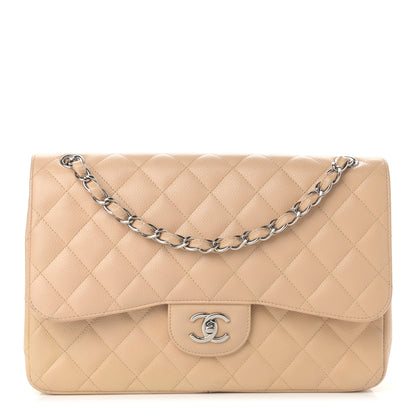 Chanel Caviar Quilted Jumbo Double Flap Light Beige 1 of 16