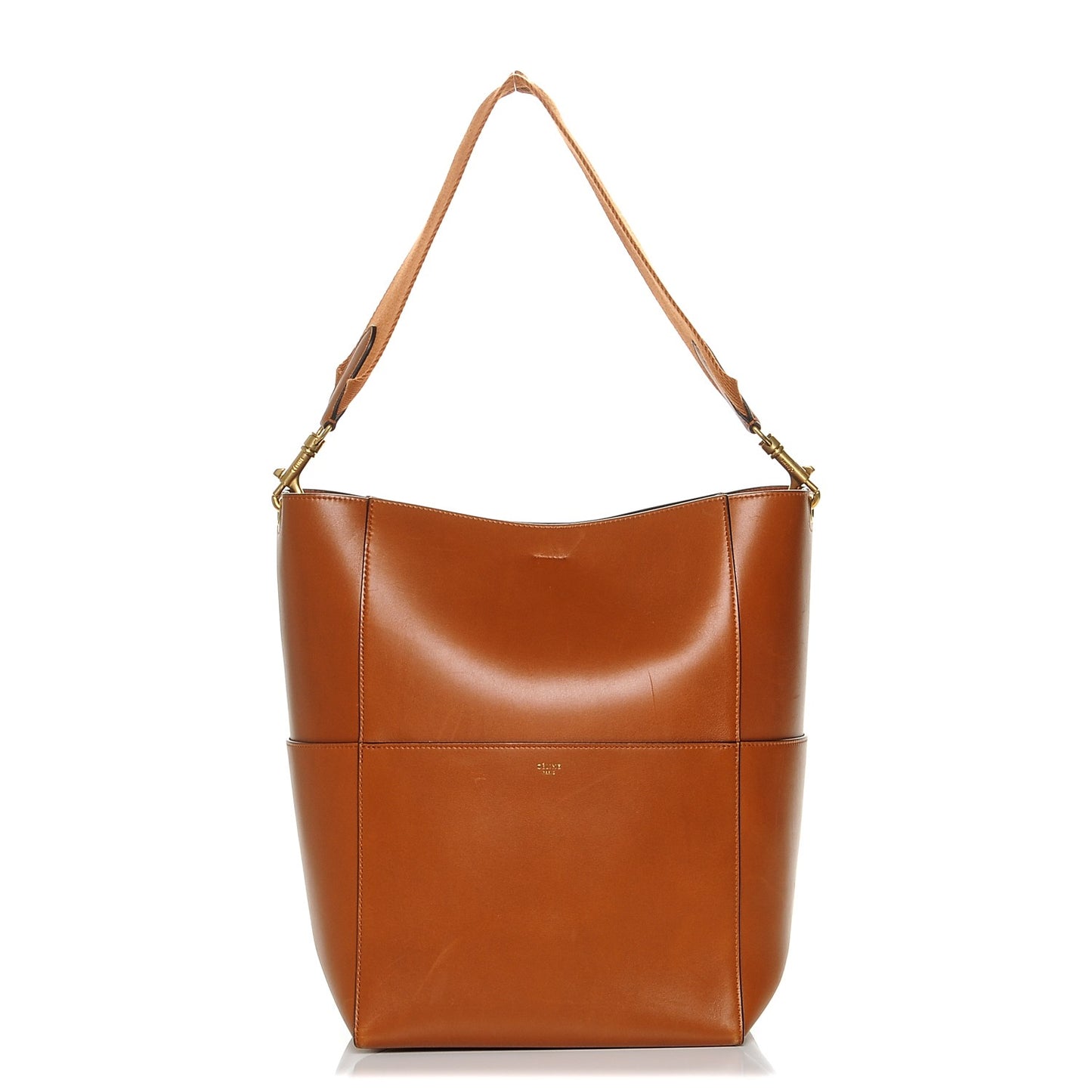 Supersoft Calfskin Sangle Bucket Bag Tawny