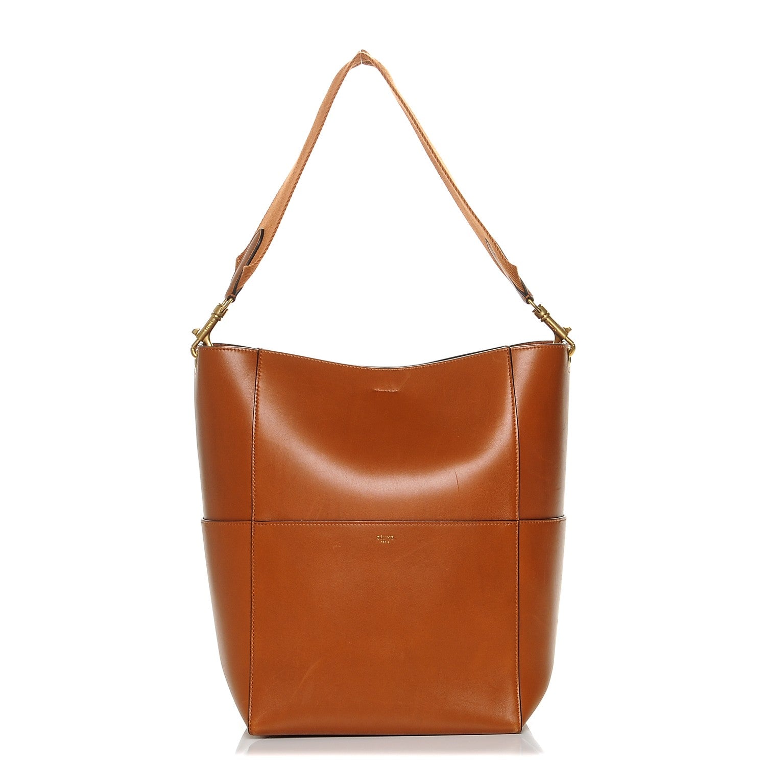 Celine Supersoft Calfskin Sangle Bucket Bag Tawny 1 of 6