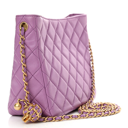 Chanel Lambskin Quilted Small Pearl Crush Hobo Purple 3 of 10