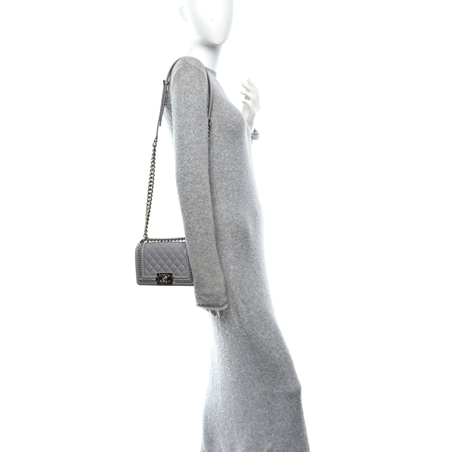 Chanel Iridescent Lambskin Quilted Small Chain Around Boy Flap Grey 2 of 10