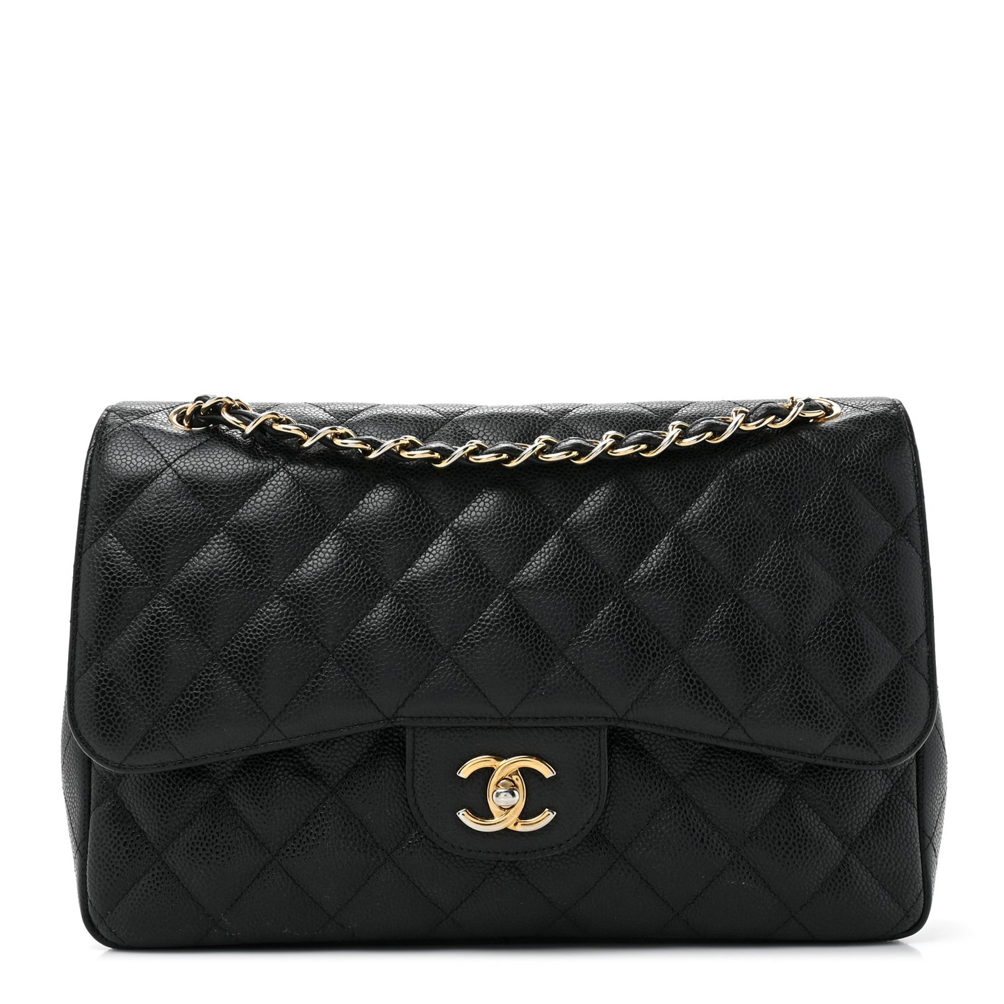 Caviar Quilted Jumbo Double Flap Black