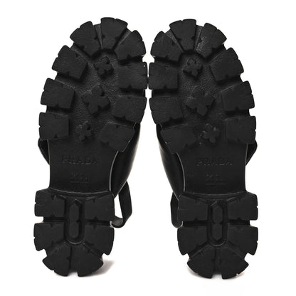 Prada Nappa Soft Metal Triangle Logo Padded Monolith 55mm Slingback Sandals 39.5 Black 5 of 8