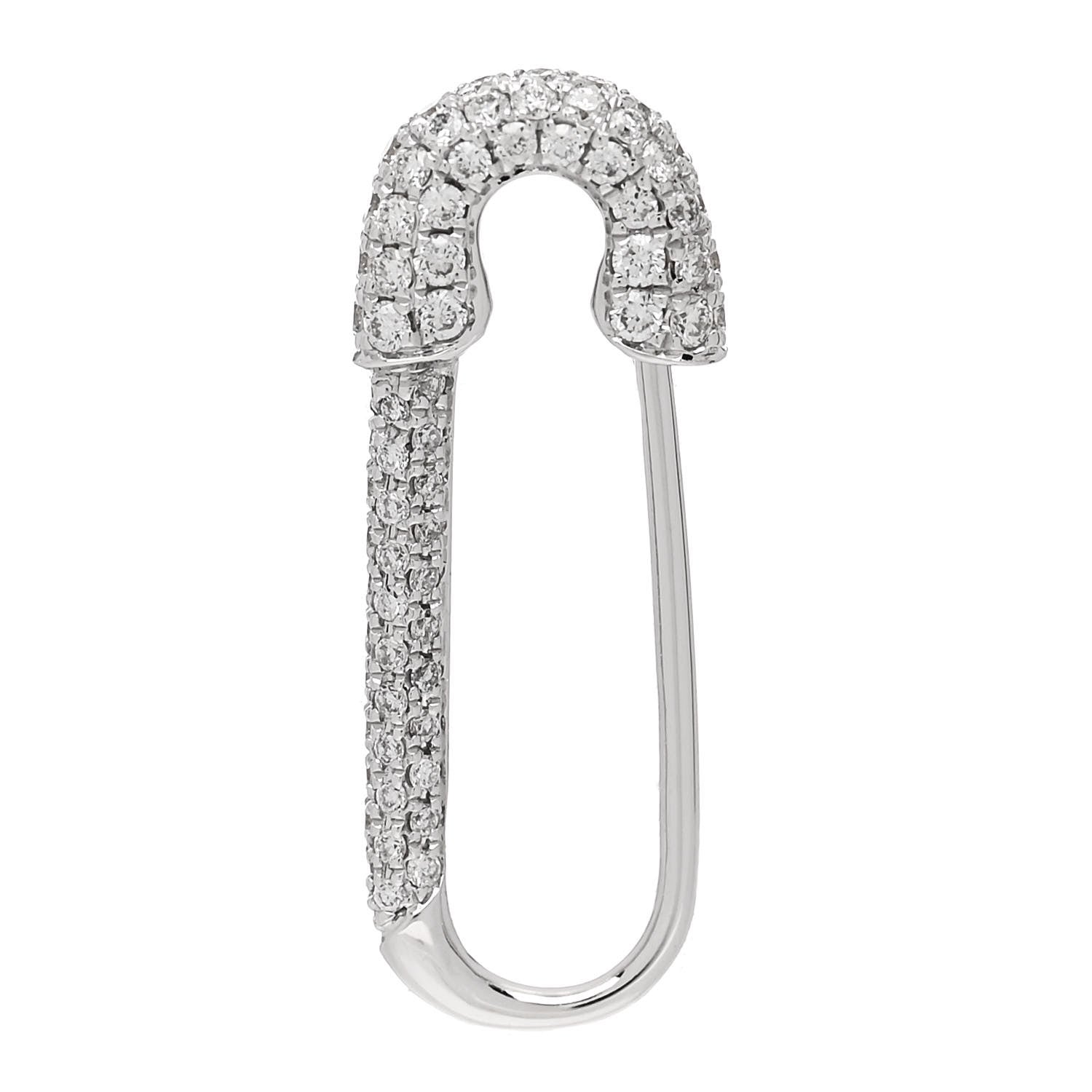 Anita Ko 18K White Gold Diamond Mini Safety Pin Earring 1 of 4