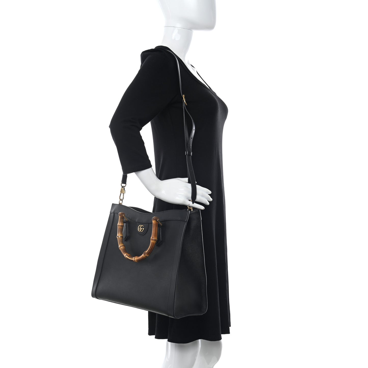 Wonka Grain Calfskin Medium Diana Tote Bag Black