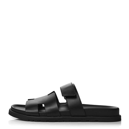 Hermes Calfskin Mens Chypre Sandals 42 Black 1 of 9