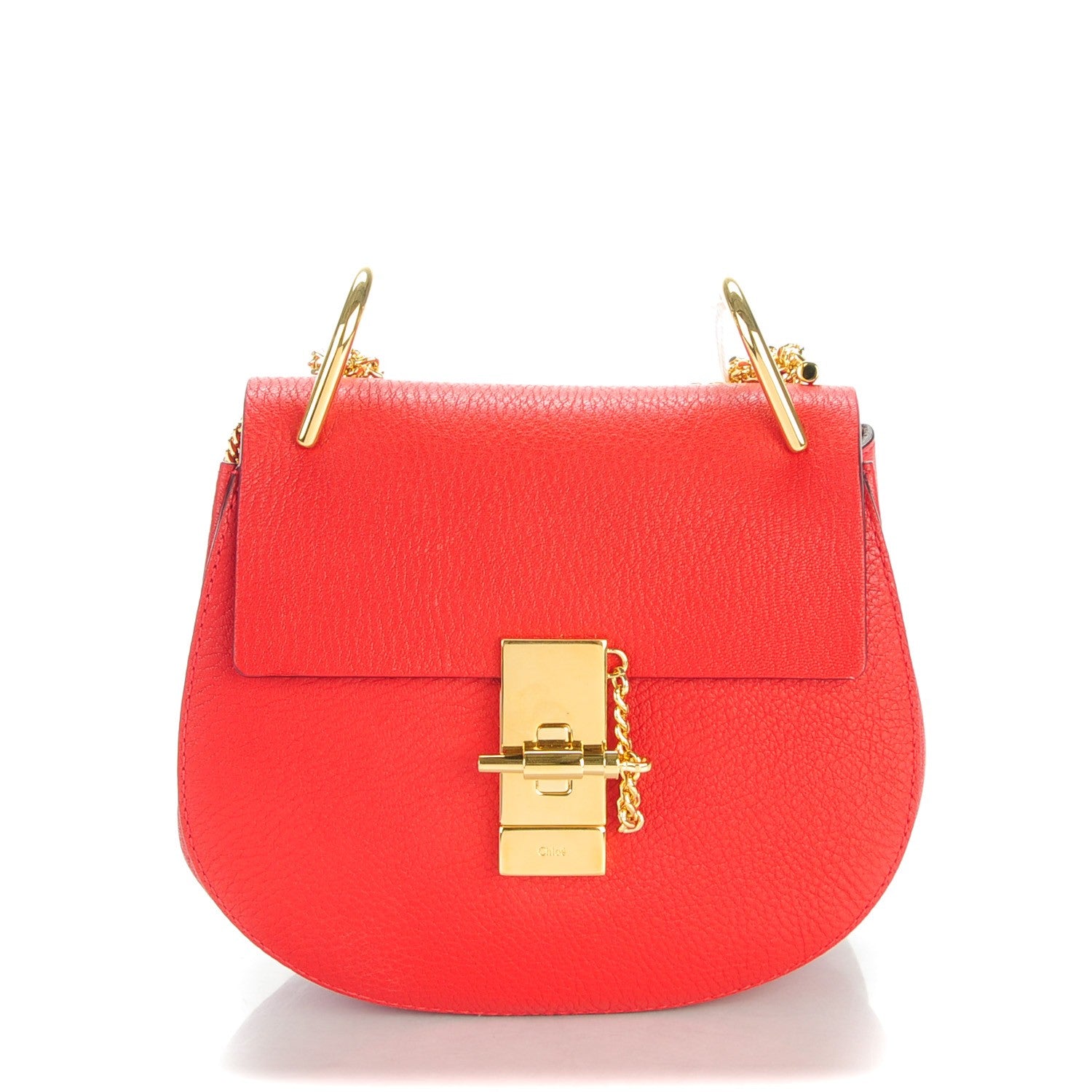 Chloe Grained Lambskin Mini Drew Shoulder Bag Plaid Red 1 of 7