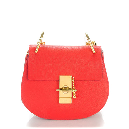 Chloe Grained Lambskin Mini Drew Shoulder Bag Plaid Red 1 of 7