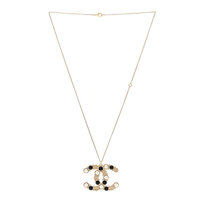 Chanel Crystal Pearl CC Chain Necklace Gold Black 3 of 4