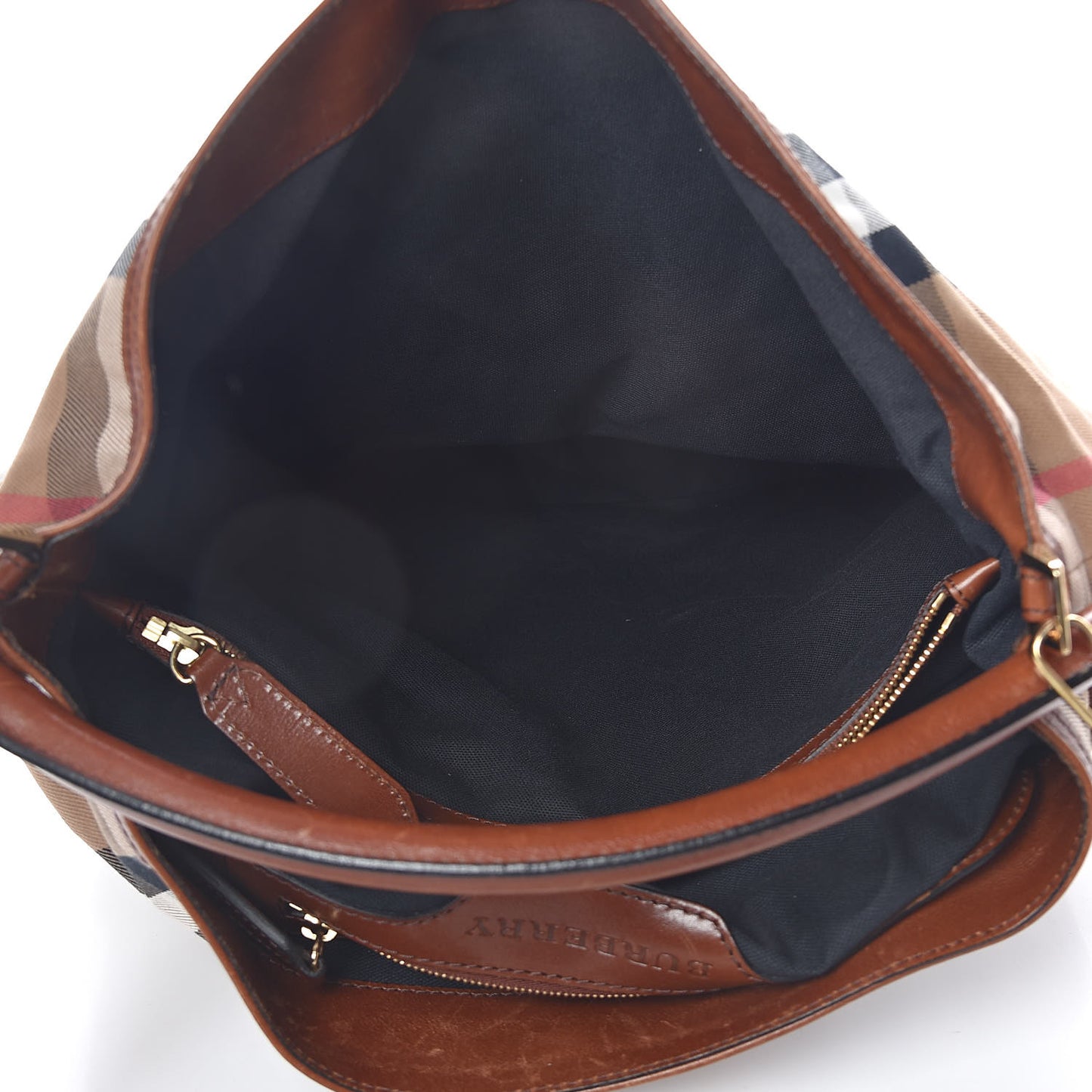 House Check Bridle Calfskin Medium Gosford Hobo Dark Tan