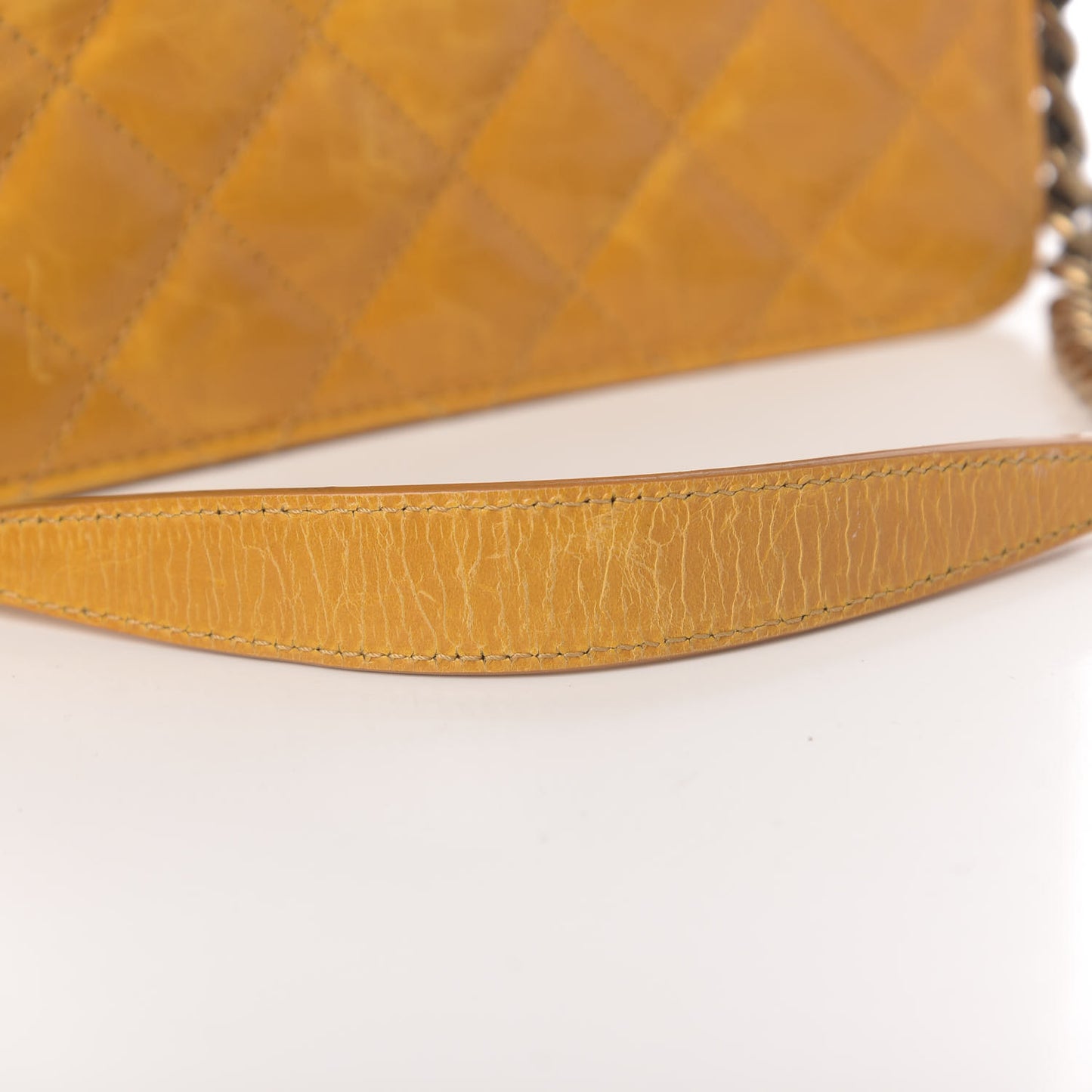 Glazed Calfskin Quilted Rita Top Handle Flap Yellow