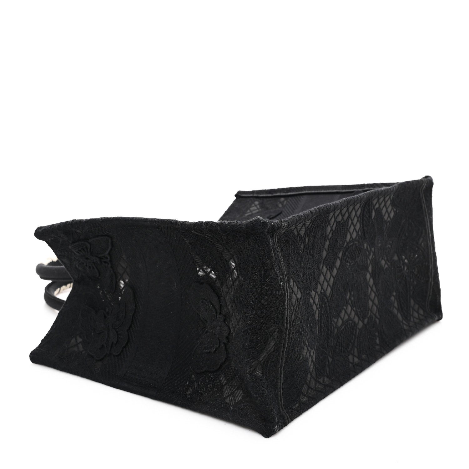 Christian Dior Embroidered 3D Macrame D-Lace Butterfly Medium Book Tote Black Multicolor 4 of 10