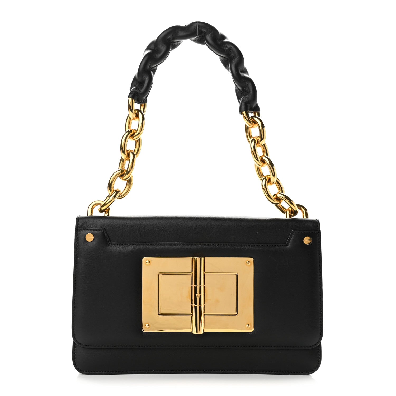 Tom Ford Calfskin Maxi Chain Natalia Large Shoulder Bag Black 1 of 13