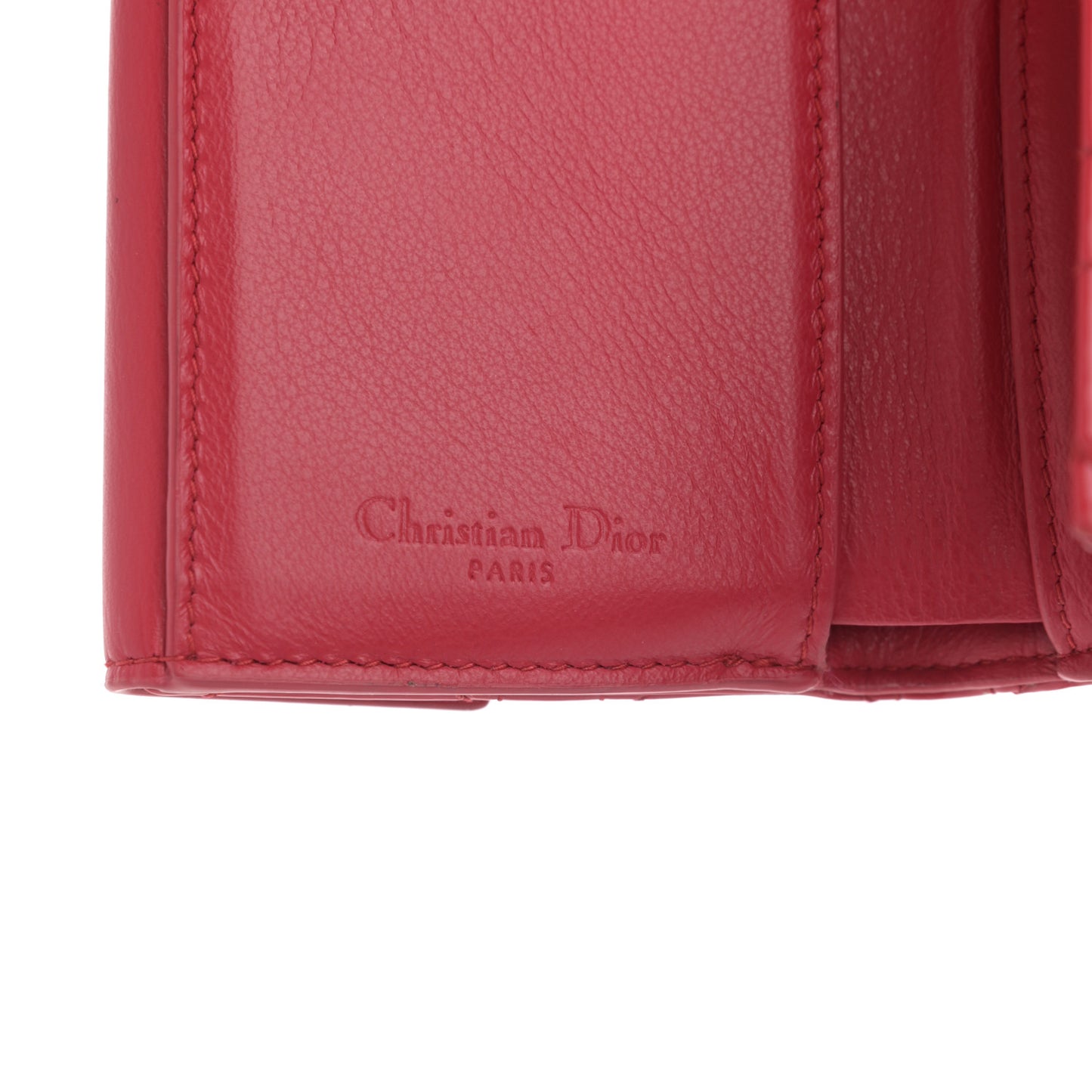 Patent Cannage Lady Dior Lotus Wallet Red