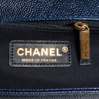 Chanel Caviar Quilted Medium Boy Flap Dark Navy Blue 8 of 9