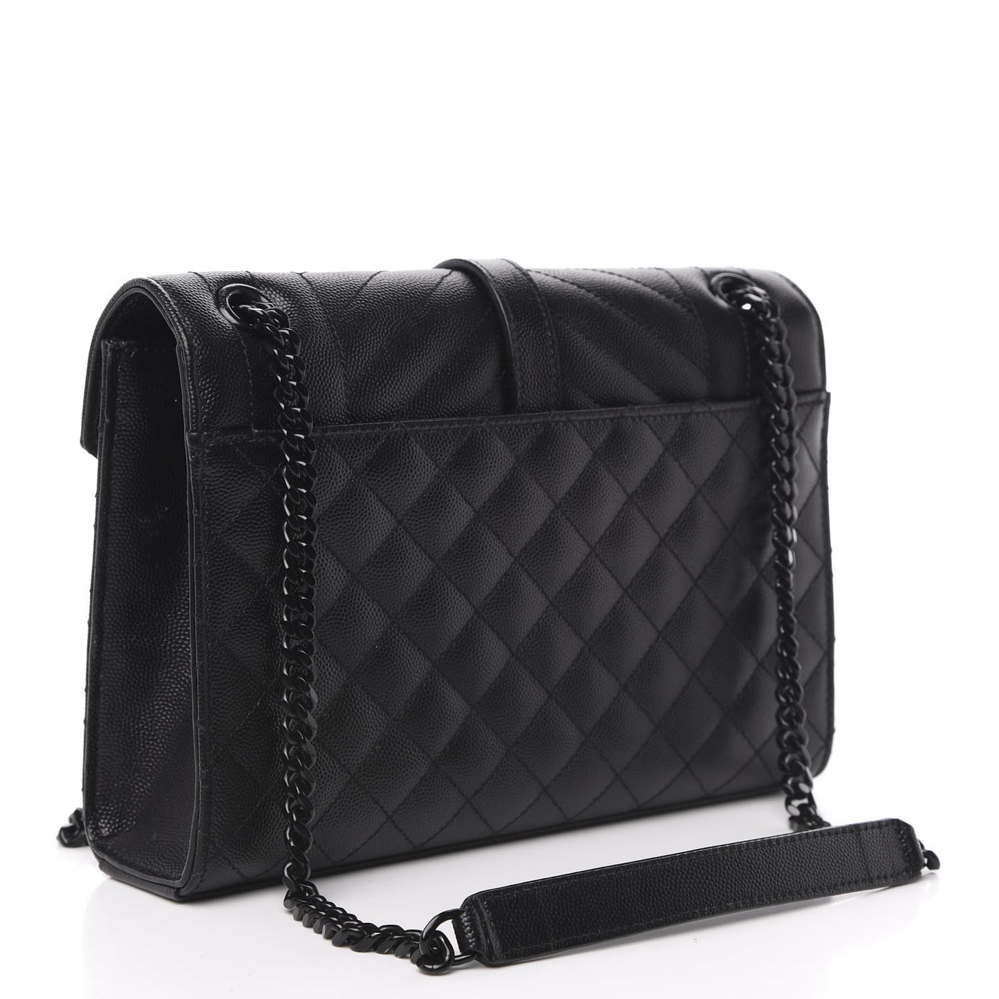 Grain De Poudre Textured Mixed Matelasse Triquilt Medium Monogram Satchel Black
