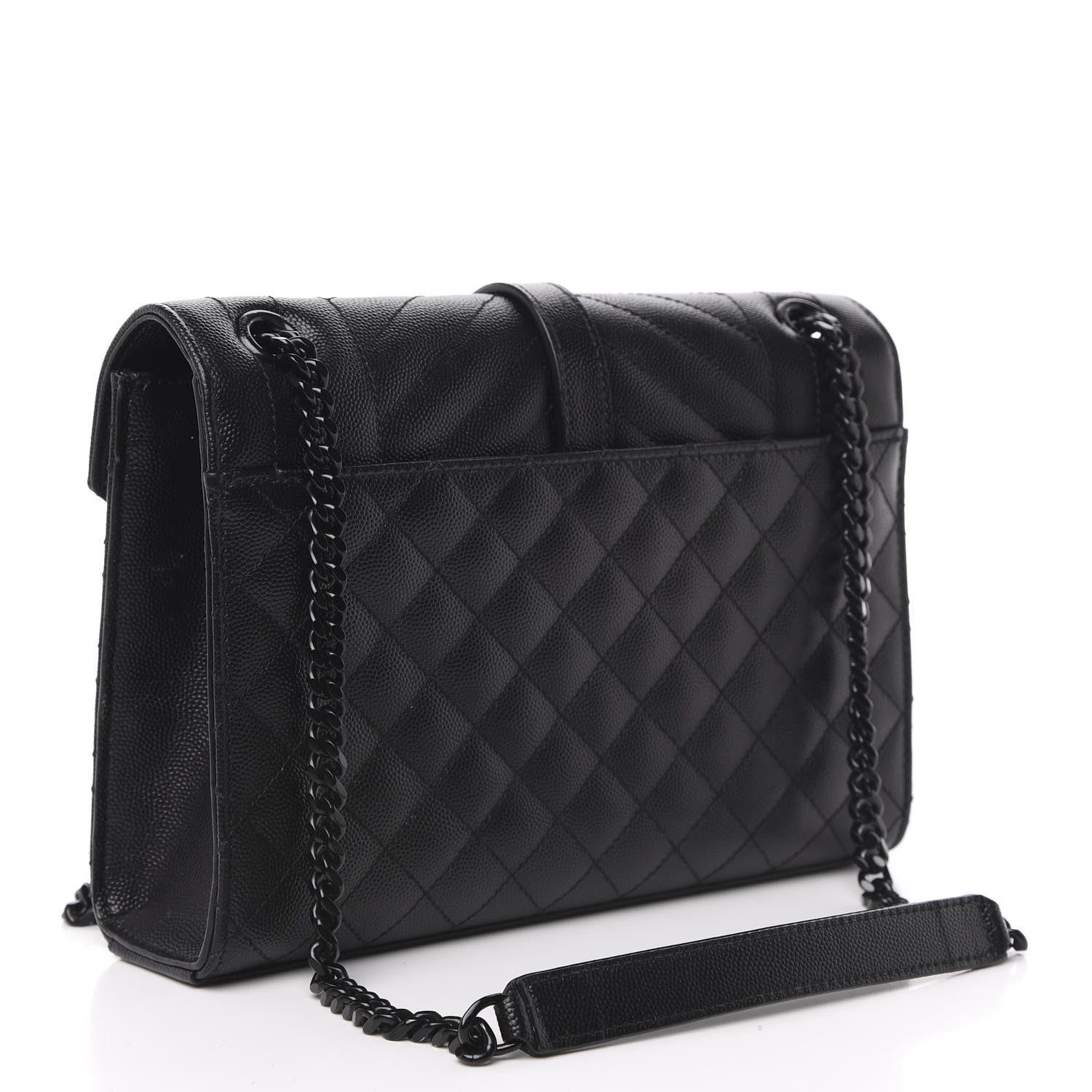 Saint Laurent Grain De Poudre Textured Mixed Matelasse Triquilt Medium Monogram Satchel Black 3 of 11