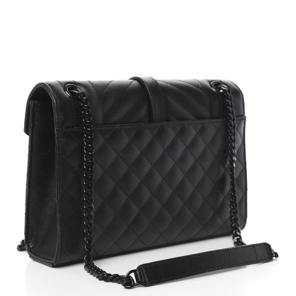 Saint Laurent Grain De Poudre Textured Mixed Matelasse Triquilt Medium Monogram Satchel Black 3 of 11