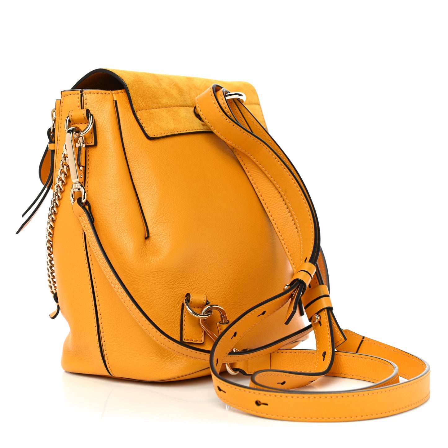 Suede Calfskin Small Faye Backpack Dusty Yellow