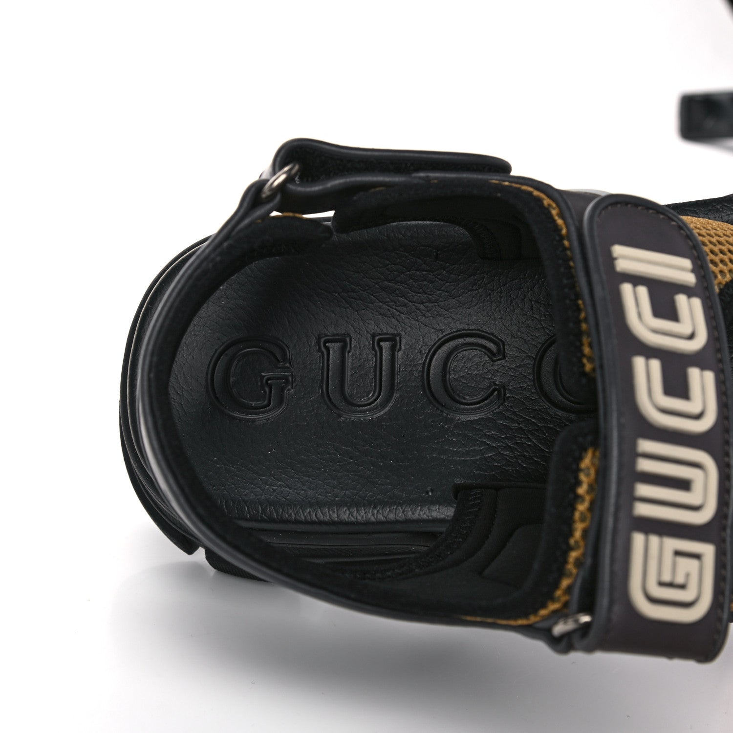 Gucci X SEGA Nappa Mesh Mens Aguru Sandals 9 Loess Black 9 of 9