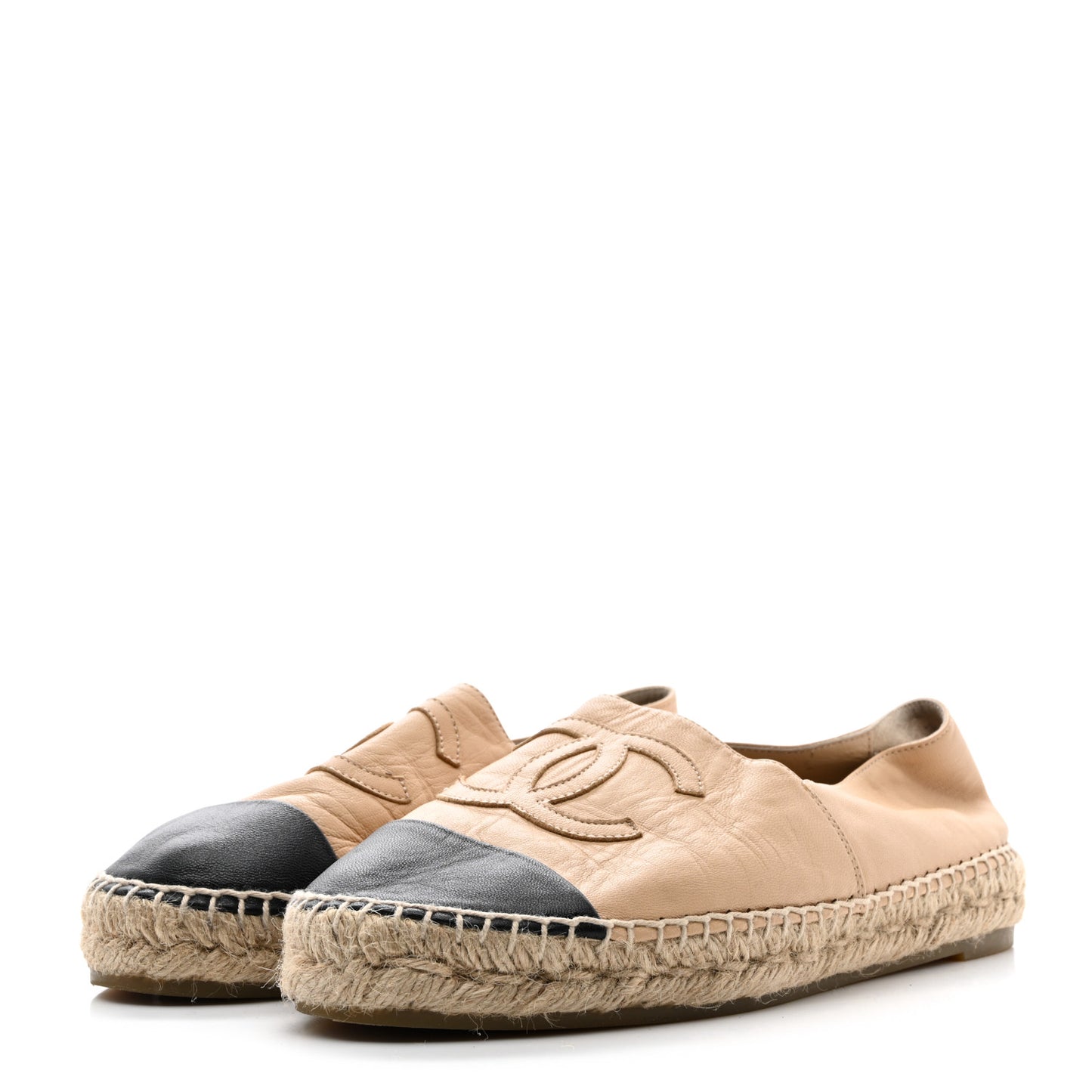 Lambskin CC Espadrilles 39 Beige Black