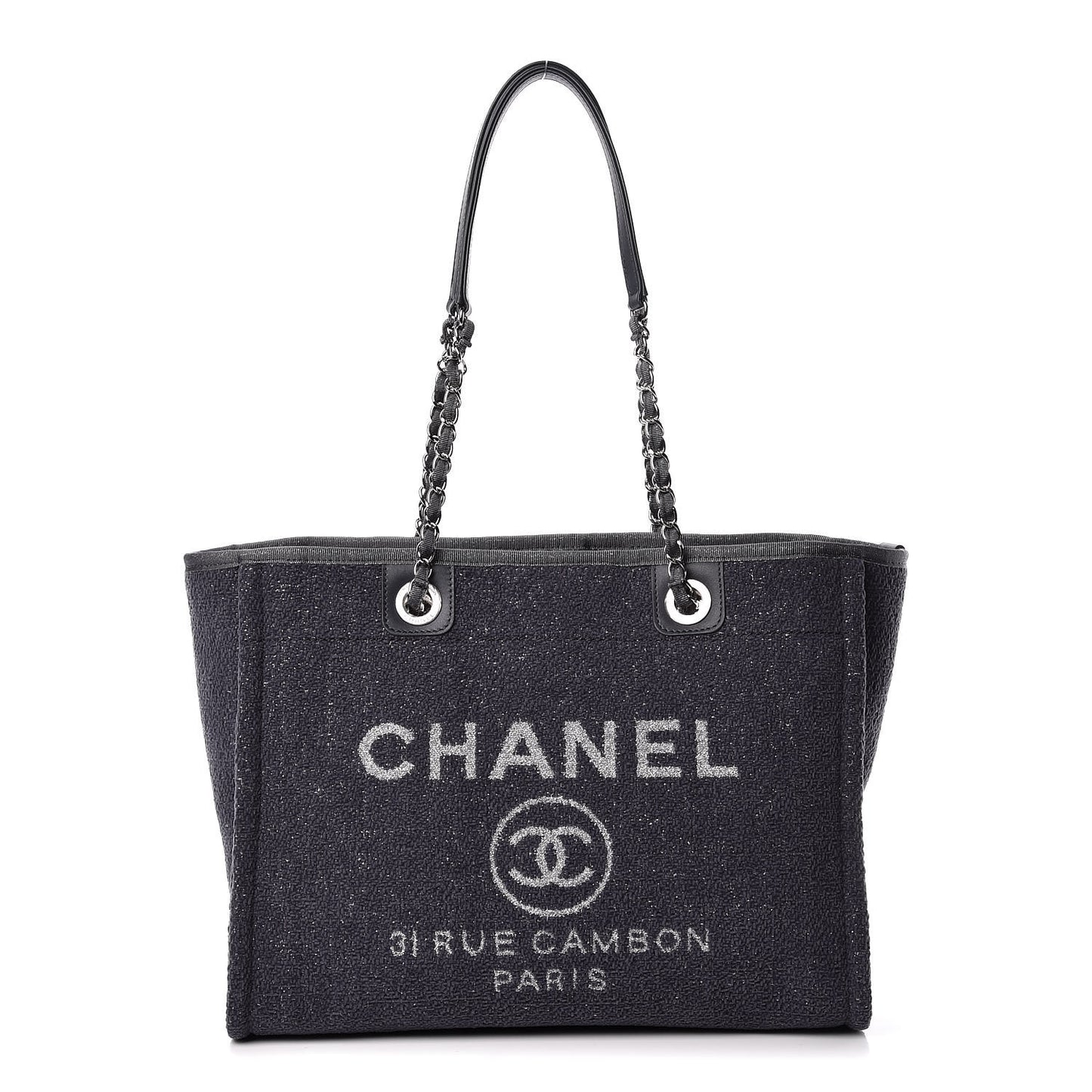 Lurex Boucle Small Deauville Tote Light Grey