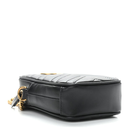 Gucci Calfskin Matelasse Mini GG Marmont Crossbody Bag Black 4 of 11