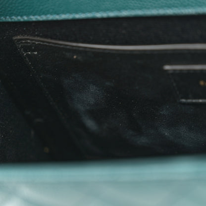 Saint Laurent Grain De Poudre Textured Mixed Matelasse Triquilt Medium Monogram Satchel Sea Turquoise 11 of 11