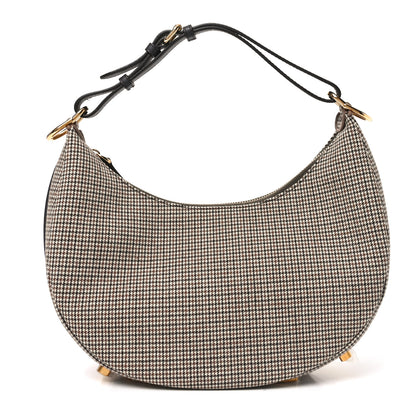 Fendi Wool Vitello Grace Small Houndstooth Small Fendigraphy Hobo Bag Beige Ebano 1 of 10