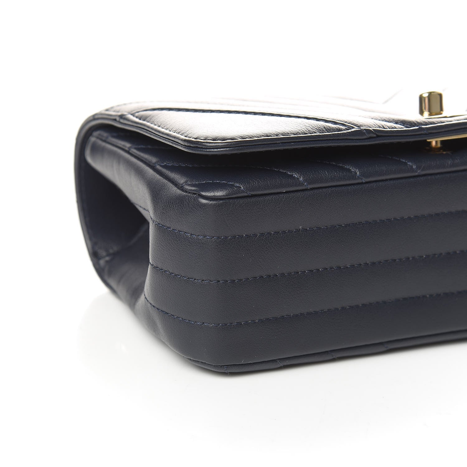 Chanel Calfskin Chevron Quilted Mini Statement Flap Navy Blue 8 of 10