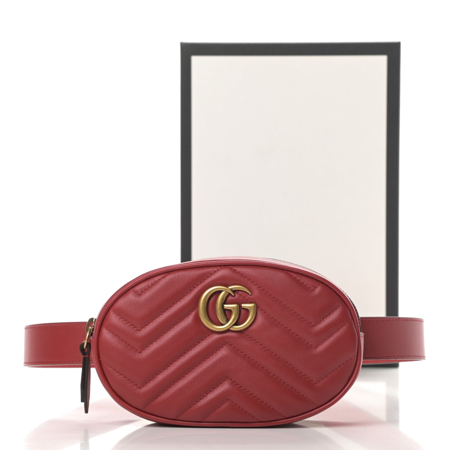 Calfskin Matelasse GG Marmont Belt Bag 95 38 Hibiscus Red