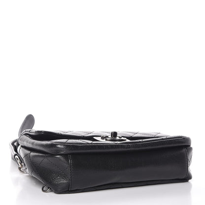 Chanel Shiny Goatskin Quilted Small Double Carry Waist Chain Flap Black 5 of 9
