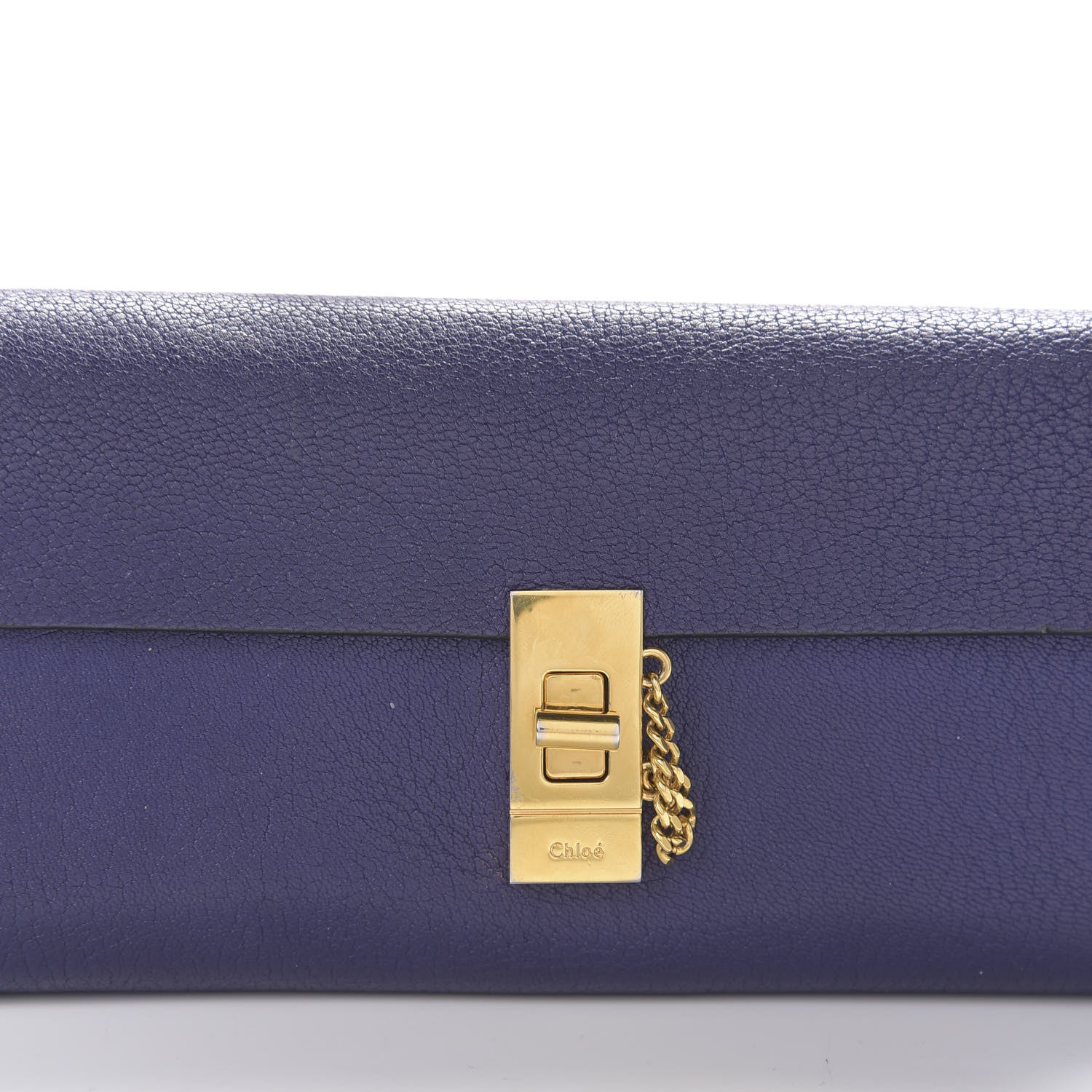 Chloe Grained Lambskin Drew Long Wallet with Flap Storm Blue 6 of 8