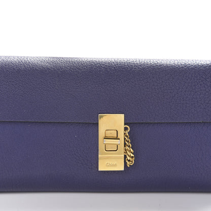 Chloe Grained Lambskin Drew Long Wallet with Flap Storm Blue 6 of 8