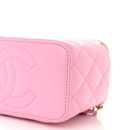 Chanel Lambskin Quilted Small Top Handle Vanity Case With Chain Lilac Light Green 10 of 11