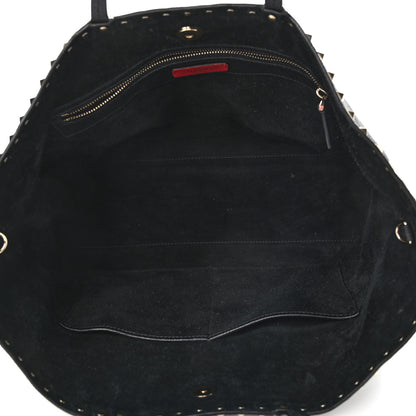 Valentino Garavani Grained Calfskin Rockstud Shoulder Tote Black 5 of 11
