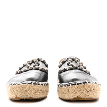 Chanel Lambskin Camellia CC Stud Espadrilles 36 Black 2 of 9