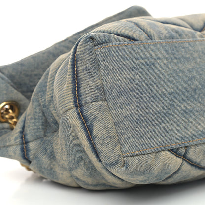 Saint Laurent Denim Quilted Small Loulou Puffer Monogram Chain Satchel Blue Cinnamon 7 of 8